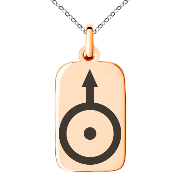 Stainless Steel Solar System Planetary Uranus Engraved Small Rectangle Dog Tag Charm Pendant Necklace