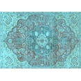 thumbnail image 1 of Ahgly Company Indoor Rectangle Medallion Light Blue Traditional Area Rugs, 2' x 5', 1 of 4