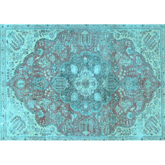 Ahgly Company Indoor Rectangle Medallion Light Blue Traditional Area Rugs, 2' x 5'