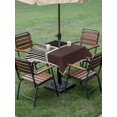 thumbnail image 3 of Outdoor Tablecloth with Umbrella Hole and Zipper, Brown Black Square Table Cloth 60x60 Inch Waterproof Tablecloth, Modern Abstract Art Farmhouse Striped Picnic Table Cover for Patio Camping, 3 of 7