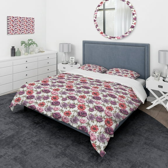 Designart 'Colorful Abstract Floral Pattern' Traditional Duvet Cover Set