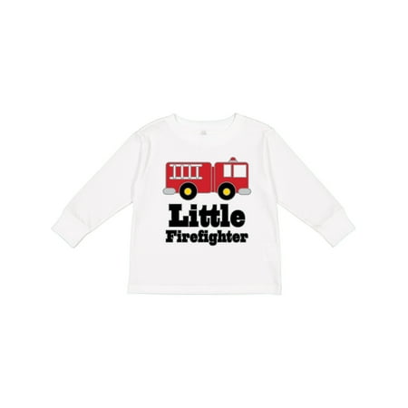

Inktastic Little Firefighter Fire Engine Gift Toddler Boy or Toddler Girl Long Sleeve T-Shirt