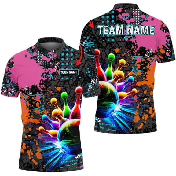 Personalized Bowling Shirts for Men, Men's Bowling Polo Shirts Short Sleeve, Bowling Team Shirts for Men and Women (S)