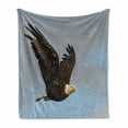 thumbnail image 1 of Eagle Soft Flannel Fleece Blanket, Photo of a Hunter Bird Flying in Open Sky Majestic Animal Wildlife Freedom, Cozy Plush for Indoor and Outdoor Use, 50" x 70", Dark Yellow Pale Blue, by Ambesonne, 1 of 6
