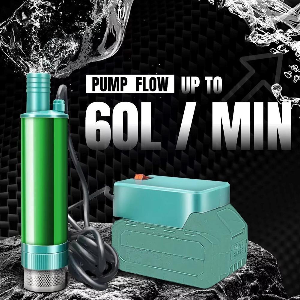 KRONDO 400 GPH 2 in 1 Small Submersible Pump for 18V Li-Ion Battery,20V Portable Fluid Pump with 16ft Cable,Water 60L/Min, Max Lift 10ft, 80W Transfer Pump for Garden, Home, Farm, Ranch