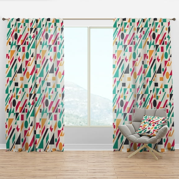 Designart 'Geometric Retro Abstract Pattern' Mid-Century Modern Curtain Panel