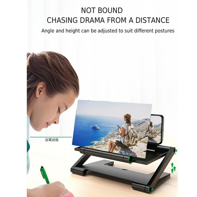 stanreset Loupe d'Écran Pliable de 12 Pouces 3D HD Loupe pour Téléphone Mobile Agrandisseur d'Écran pour Films Vidéos Noir