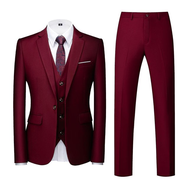 Cloudstyle Men's 3Pcs Business Professional Casual Daily Slim Fit One Button Suit Set (Blazer + Vest + Pants)