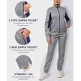 thumbnail image 4 of Women's 2Pc Full Zip Tracksuit, 4 Way Stretch Breathable with Reflective & Zipper Pockets for Gym Running Light Grey 2XL, 4 of 8