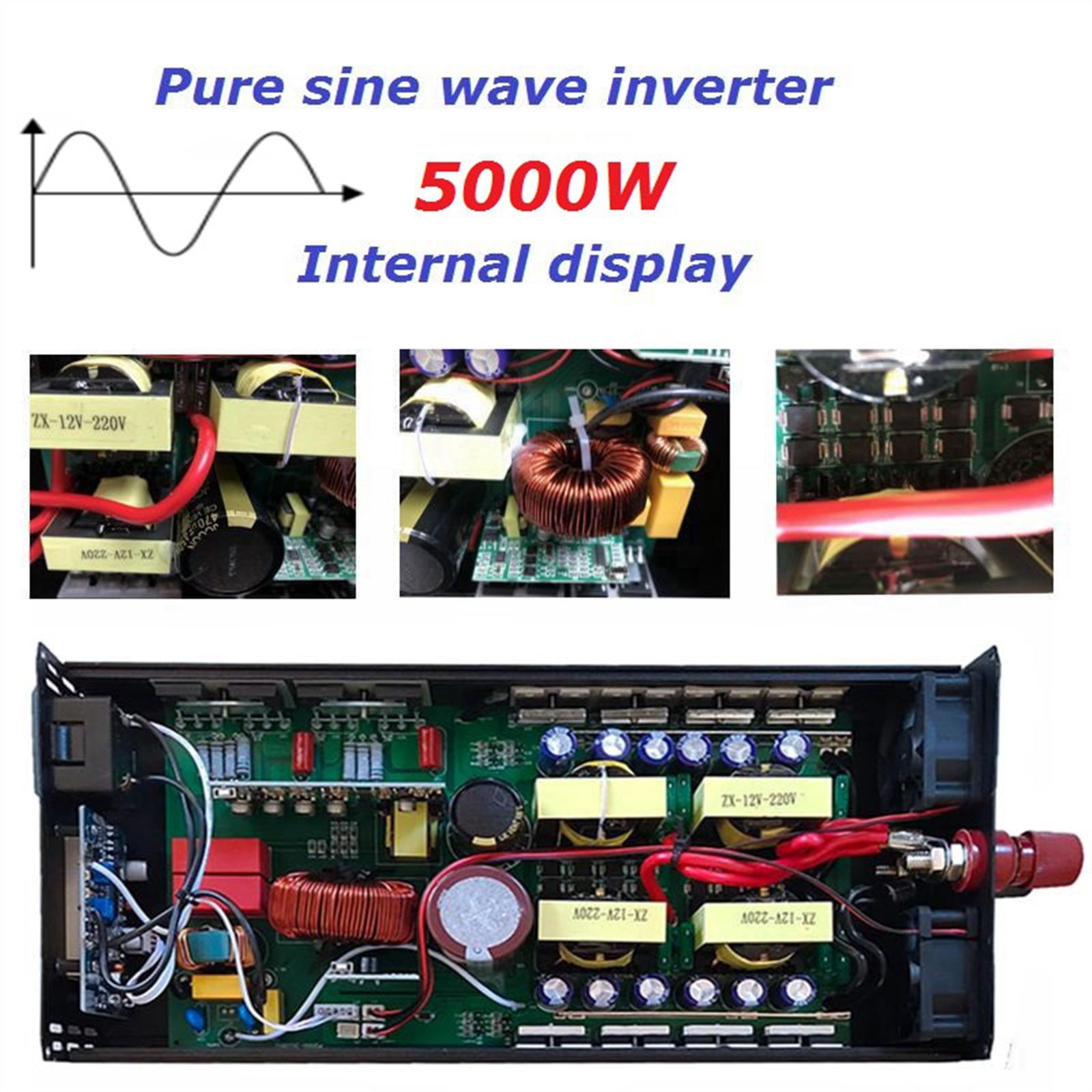 Inverter 4000W 5000W Pure Sine Wave Inverter DC12V 24V 48V 60V To AC 110 220 Solar Power Voltage Converter Car Household ,Powerful Output