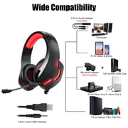 TSV Gaming Headset with Mic Fit for PC/PS4/PS5/Xbox One/Nintendo, Wired 3.5mm Over-Ear Headphones with Noise Canceling, Stereo Bass