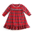 thumbnail image 4 of Conjuntos de pijamas navideños para niños y niñas, ropa de estar por casa, ropa de bebé, pijamas a cuadros de franela 100 % algodón, pijamas a juego para hermanos, 4 of 5