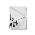 thumbnail image 2 of Summer Soft Flannel Fleece Throw Blanket, Hello Holiday Hot Days Flip Flops Seashells Typography Cursive, Cozy Plush for Indoor and Outdoor Use, 50" x 60", Charcoal Grey Multicolor, by Ambesonne, 2 of 6