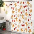 thumbnail image 3 of Christmas Gingerbread Shower Curtain, White Xmas Cute Gingerbread Man House Snowflake Winter New Year Holiday Bathroom Curtain Waterproof Fabric Machine Washable with Hooks, 36" Wx72 L, 3 of 6