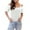 White, variant on AherBiu Off Shoulder Tops for Women Short Sleeve Low Cut V Neck Summer Casual Comfy Fitting Shirts Blouse