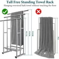 "Freestanding 40"" Tall Silver 3 Tier Towel Rack with Storage Basket
