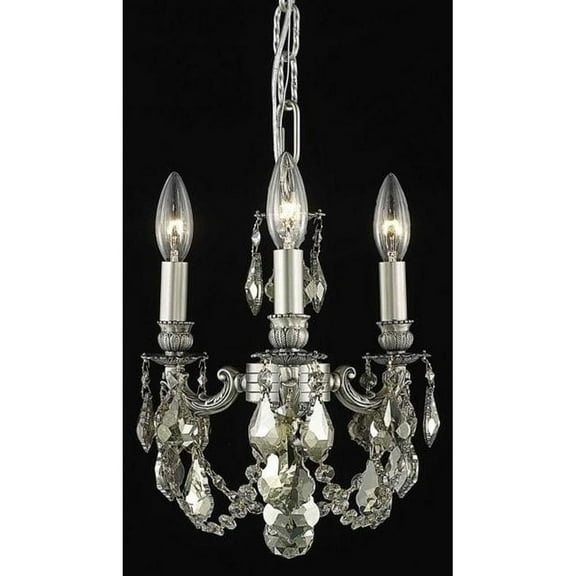 Three Light Pendant-Pewter and Golden Teak Finish-Royal Cut Crystal Type Bailey Street Home 390-Bel-3337187