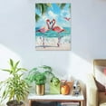 thumbnail image 5 of ZFLMY Flamingos Palm Trees Beach Art Modern Canvas Prints Wall Decor for Home Bedroom Kitchen Office, Fashion Pictures, Living Room Bathroom Decor 12x16in, 5 of 5