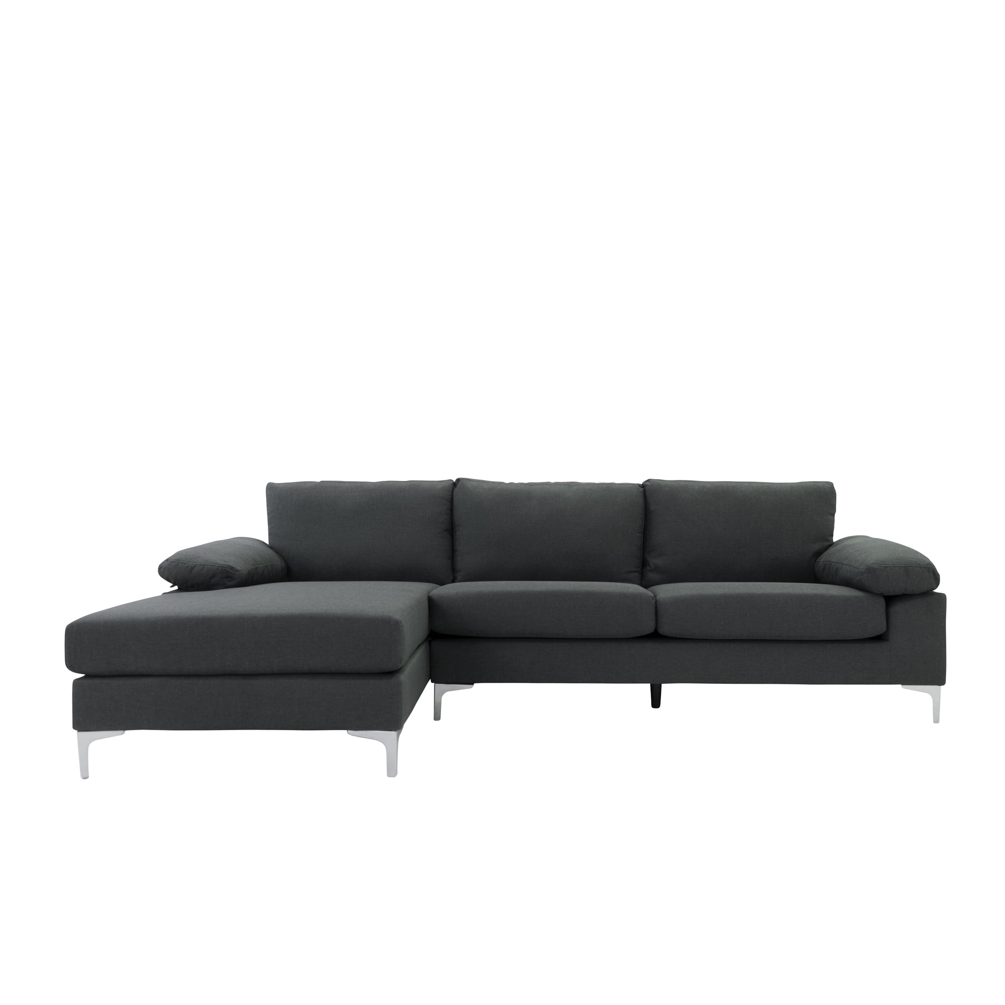 Mobilis 101 Modern Low Profile, Low Profile Velvet Sectional Sofa With Left Facing Chaise