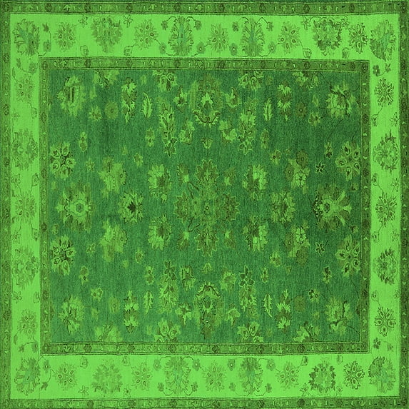Ahgly Company Indoor Square Oriental Green Traditional Area Rugs, 8' Square