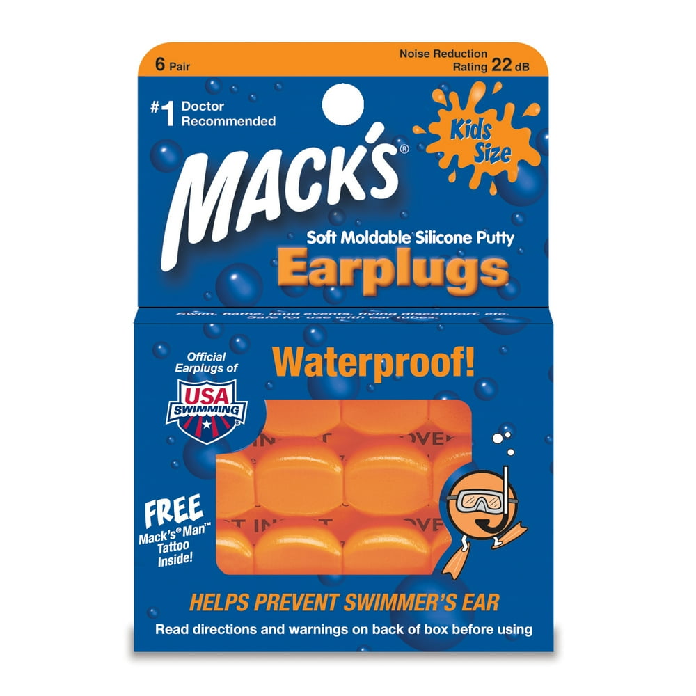 Mack's Soft Moldable Silicone Putty Ear Plugs Kids Size, 6 Pair Comfortable Small Earplugs