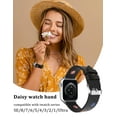 thumbnail image 3 of Wearlizer Floral Band Compatible with Apple Watch Band Women 41/40/38/45/44/42/46/49mm(Ultra) Cute Fancy Handmade Daisy Stitched Leather Designer Strap for iWatch Series 10/9/8/SE/7/6/5/4/3/2/1, 3 of 7