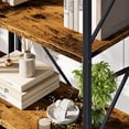 thumbnail image 3 of Walsunny 2PCS Wooden Bookshelves Bookcases 5 Tiers H-Shaped Open Display Shelves Brown, 3 of 7