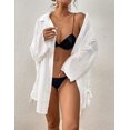 thumbnail image 4 of Bsubseach Blouse Tops Swim Cover Ups for Women Button Down Beach Shirt Dress Bathing Suit Cover Ups for Swimwear Bikini White, 4 of 14