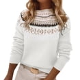 thumbnail image 2 of ThriftyPlait Fair Isle Crew Neck Sweater for Women Casual Long Sleeve Pullover Top Loose Fit Vintage Knitted Jumper Fall Winter Holiday Blouse, 2 of 7