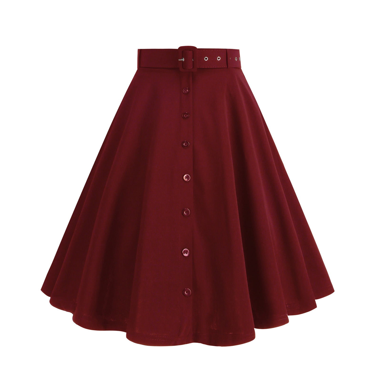Maxi Skirt Button Front Skirt Amazon HERBATOMIA Pleated A-line