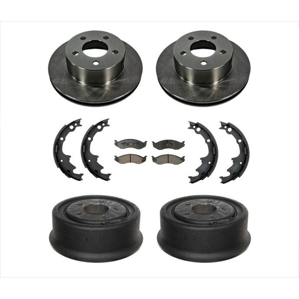 Front Rotors Rear Drums Brake Pads Brake Shoes for Jeep Wrangler 9098