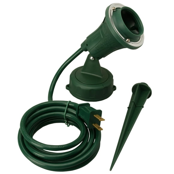 Proyector exterior de madera con estaca, 120 V, color verde