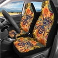 thumbnail image 2 of Binienty Floral Bee Vehicle Seat Covers with Matching 15 Inch Steering Wheel Cover Center Console Cushion Seat Belt Covers Coasters Car Interior Decor Set for Truck Van Sedan SUV 14 Pack, 2 of 7