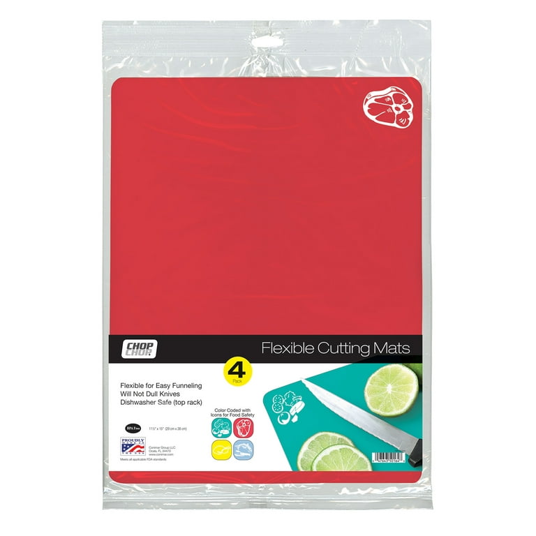Cut N' Funnel Veggie Splash/Red 2 Pack Flexible Plastic Cutting Board Mat  15 by 11.5 