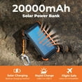 thumbnail image 3 of Solar Power Bank 20000mAh Built-in Cables, Wireless Charger for Watch, 20W Fast Charging Battery Pack with USB C, Flashlight, iPhone, iPad, iWatch,, 3 of 5
