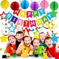 thumbnail image 6 of Birthday Decorations, Happy Birthday Banner with Balls, Stars, Circle Dots, Happy Birthday Party Decorations for Women Men Boys Girls (Rainbow), 6 of 7