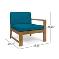thumbnail image 5 of GDF Studio Makayla Outdoor 3 Seater Acacia Wood Sofa Sectional, Teak and Dark Teal, 5 of 12