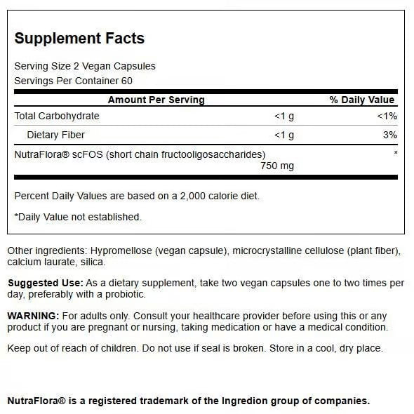 Swanson Prebiotic Capsules - Promotes Friendly Flora Support & Overall Digestive Health - Prebiotic Fiber Promoting Gut Health & Immune Health Support - (120 Veggie Capsules, 375mg Each) 4 Pack