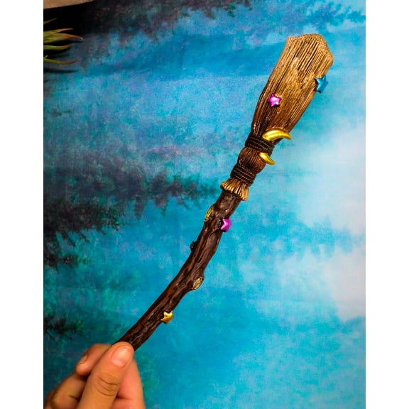 Ebros Wicca Occult Hocus Pocus Stars and Moon Witch's Broom Magic Wand Cosplay