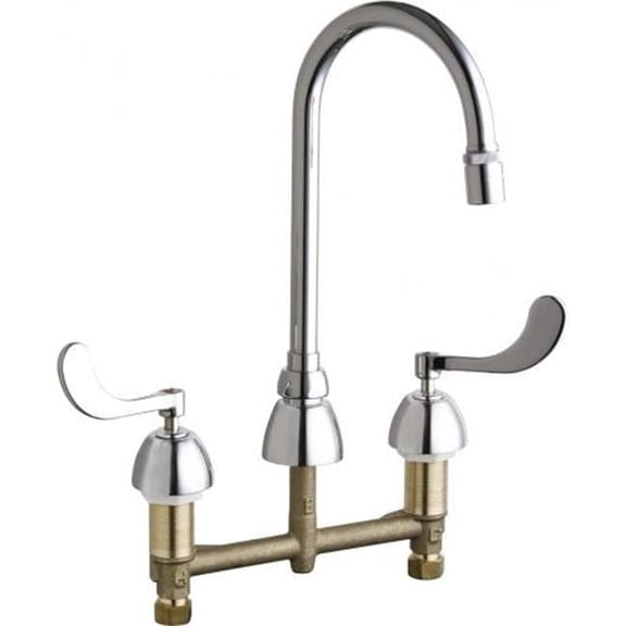 Chicago Faucets 786-E36VPABCP Deck-Mounted Manual Sink Faucet with 8 in. Centers, Polished Chrome