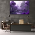 thumbnail image 6 of Mudket Framed,Canvas Wall Art,Ready to Hang, Purple Garden Bridge Pond Floral Canvas Print, Zen Botanical Wall Decor, Relaxing Wall Pictures for Bedroom Living Room Office Decor - 12"L x 8"W, 6 of 10