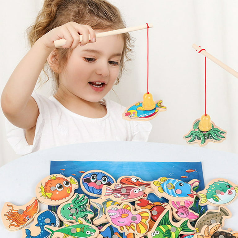 Hands DIY Magnetic Fishing Game for Kids - Bath Pool Toys Set for Water  Table Learning Education Fishin for Bathtub Fun with Squeak Rubber Animal, Poles  Fish Rod for Kids 