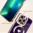 thumbnail image 3 of for iPhone 13 Pro Max Case [Support Magsafe] Love Heart Pattern Magnetic Plating Electroplate Luxury Elegant Case Camera Protector Soft TPU Shockproof Protective Corner Back Cover -Purple, 3 of 6