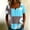 A823 Blue, variant on Xdegoge Womens Color Block Daisy Floral Tops Square Neck Short Sleeve Button Front Henley Shirts Casual Summer Splicing Pattern Loose Fit Trendy Vacation Blouses