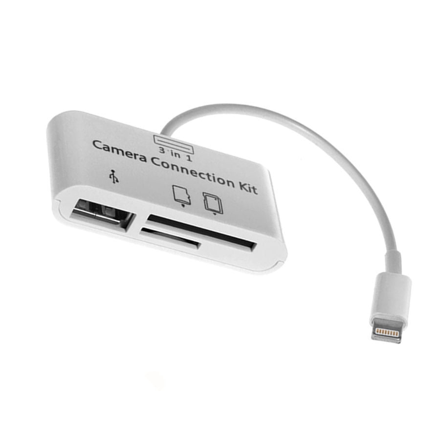3Ports SD Micro SD Card Reader Connecter adapter F iPad Iphone iOS11 Walmart.com