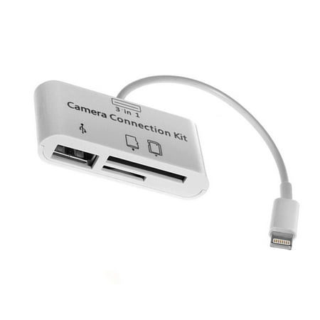 3Ports USB SD Micro SD Card Reader Camera Connecter adapter F iPad Iphone