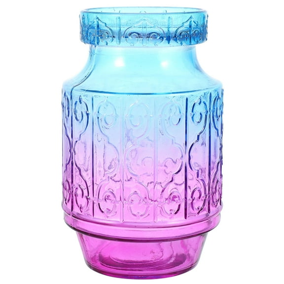 MLINS  Decor Embossed Glass Vase Flower Container Unique