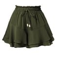 thumbnail image 1 of Pantalones de falda con volantes de doble capa for mujer, con cintura elástica y cordón, pantalones de falda informales antiexposición deportivos, 1 of 7