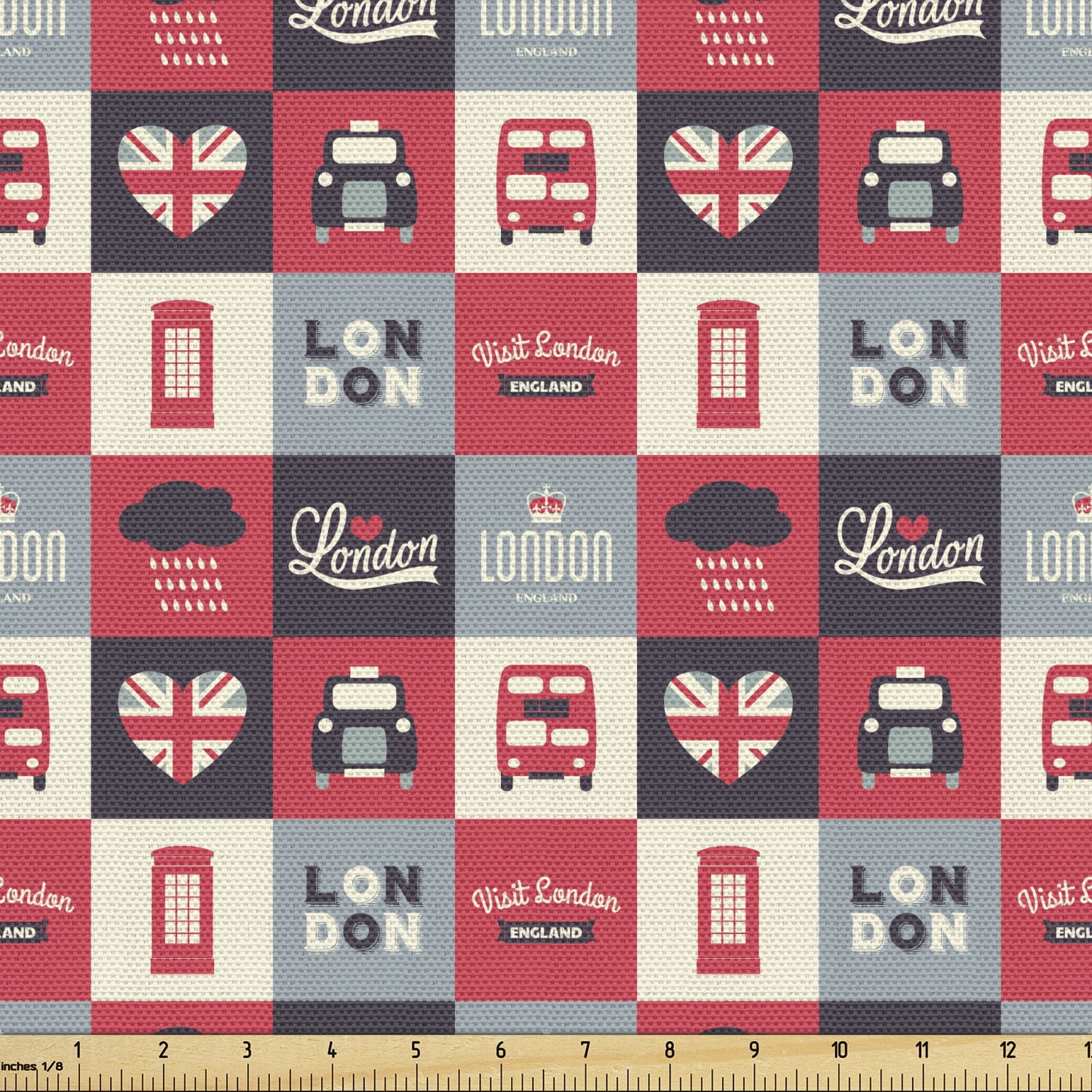 London Fabric by the Yard Upholstery, Retro Traditional London in