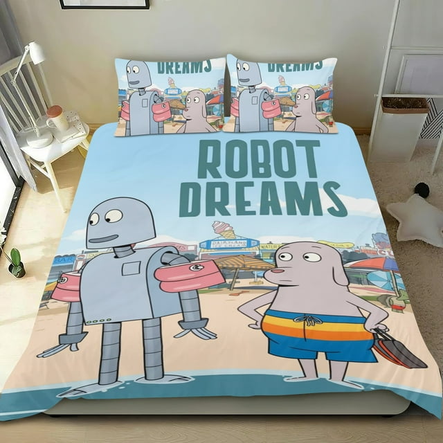 Sueños de robot Conjunto de sábanas temático, trío de piezas, cómodo y amigable con la piel, diseño único, regalo de decoración para el hogar para familiares, amigos y fans,140cm *210cm